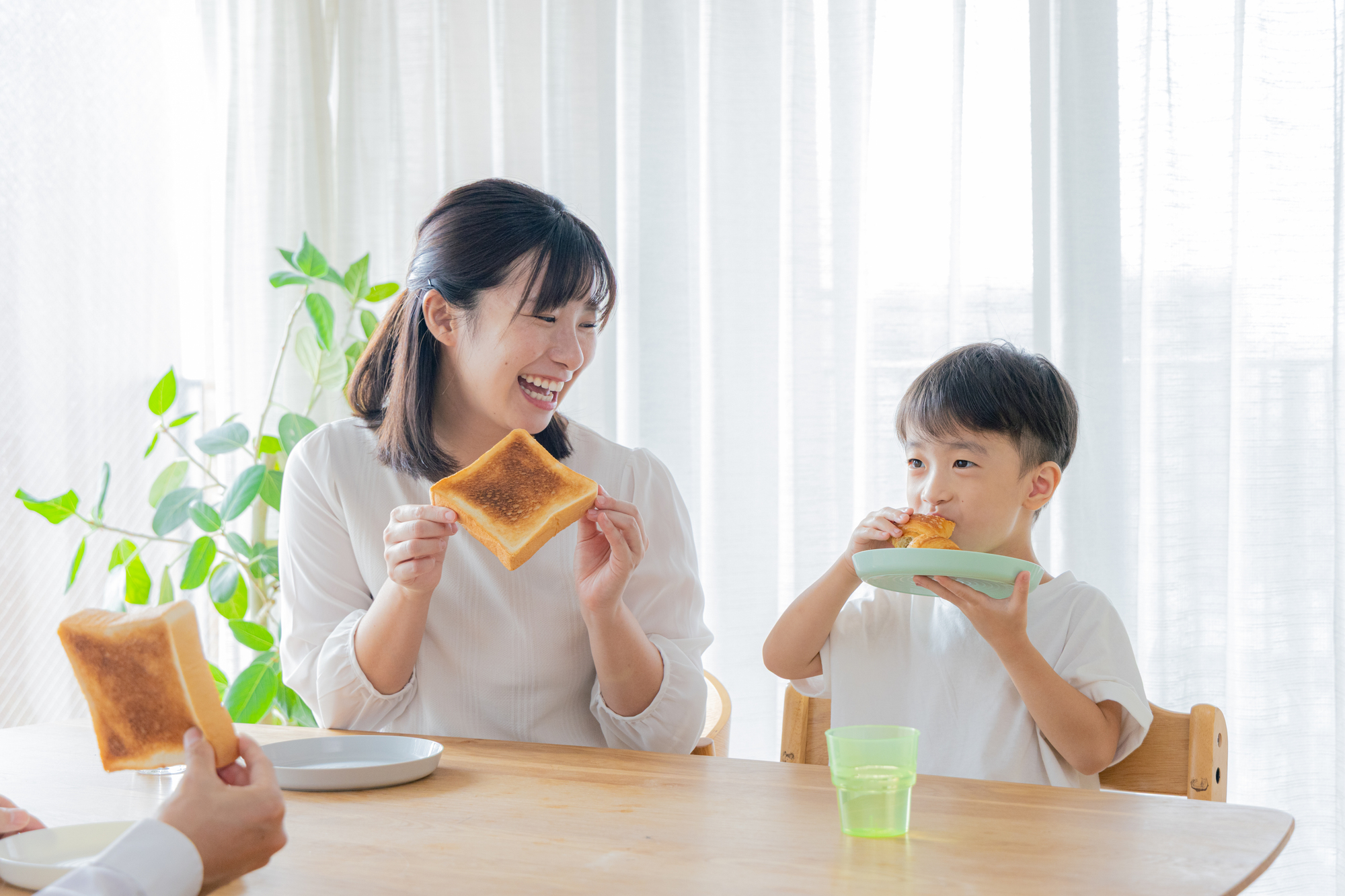 家族が同じメニューを食べる食卓。3歳頃から大人と同じ食事に近づける